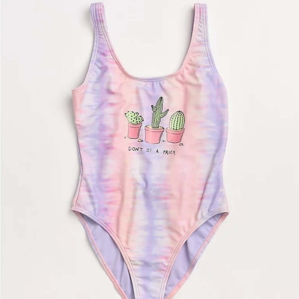 JV by Jac Vanek Tie Dye Don't Be A Prick One Piece Swimsuit L